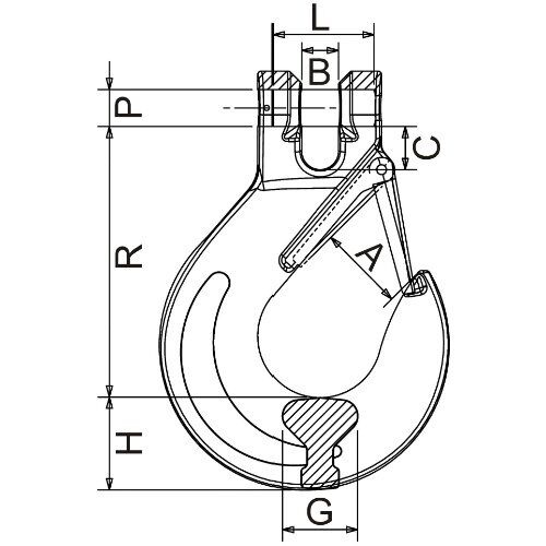 Haken Gabelkopf-Lasthaken, mit Schmiedefalle CARTEC® Gabelkopf-Lasthaken(Schmiedefalle), GK6, Edelstahl, 8 mm 12403003
