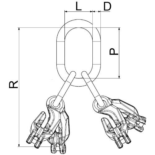  Kuppel-Aufhängegarnituren mit Verkürzungshaken, für 3- und 4-strängig Kuppel-Aufhängekopf mit Verkürzungshaken, GK10, AK22X 12402663