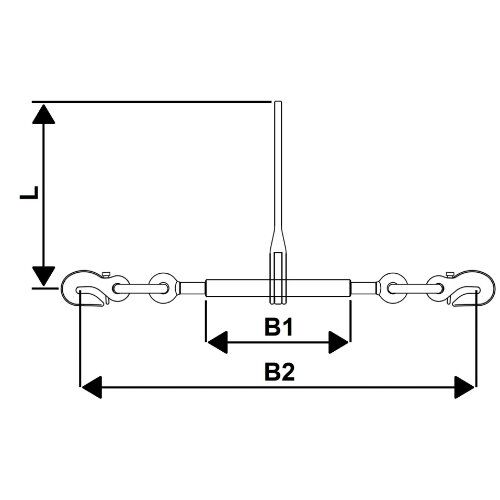  Ratschenlastpanner (mit Ausdrehsicherung) mit 2 Verkürzungshaken mit Sicherung, mit langem Hebel McBULL® Ratschenlastspanner(Verkürzungshaken, langer Hebel), GK8, 16 mm 12401474