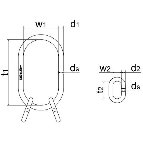  Übergroße Aufhängeringe/-köpfe, für Einfachkranhaken DIN 15401, für 2-strängig Sonder-Aufhängekopf, GK8, A40 340x180mm 12401289