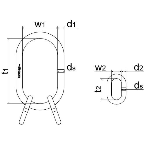  Aufhängeringe/-köpfe Übergroße Aufhängeringe/-köpfe, für Einfachkranhaken DIN 15401, für 3- und 4-strängig Sonder-Aufhängekopf, GK8, A40 340x180mm 12401270