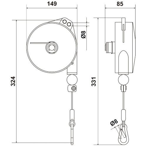  Balancer / Federzüge, 2 - 4 kg, 2 m Seil McBULL®  Balancer/Federzug, 6-8 kg, 2 m 12398847