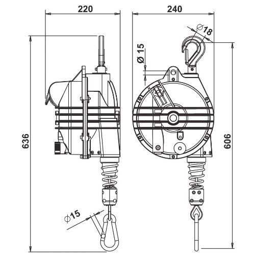  Balancer / Federzüge, 10 - 75 kg, 2 m Seil McBULL®  Balancer/Federzug, 15-20 kg, 2 m 12398851