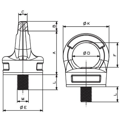  Ringschrauben, variabel, kugelgelagert, ohne Schlüssel CARTEC® Ringschraube ohne Imbusschlüssel (drehbar-kugelgelagert), GK10, M16, 1500 kg (90°)/1500 kg (0°) 12403330