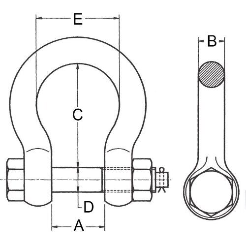  Hochfeste Schäkel, geschweifte Form, mit Mutter und Splint McBULL® Schäkel, hochfest, geschweift, Mutter/Splint, 1", 8,5 t 12403527