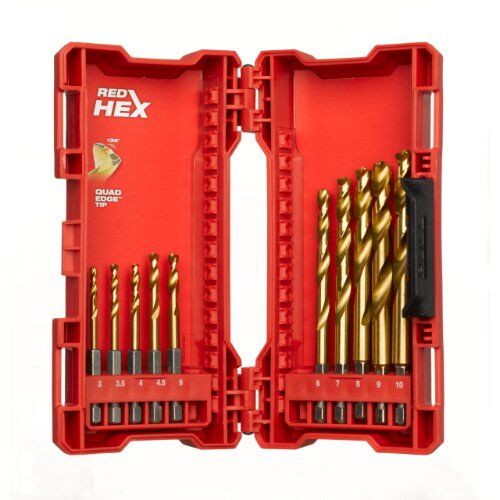  HSS G Tin Milwaukee Metallbohrer-Satz SHOCKWAVE HSS-G RED HEX Titan 1/4", 10-tlg. Set 12441055