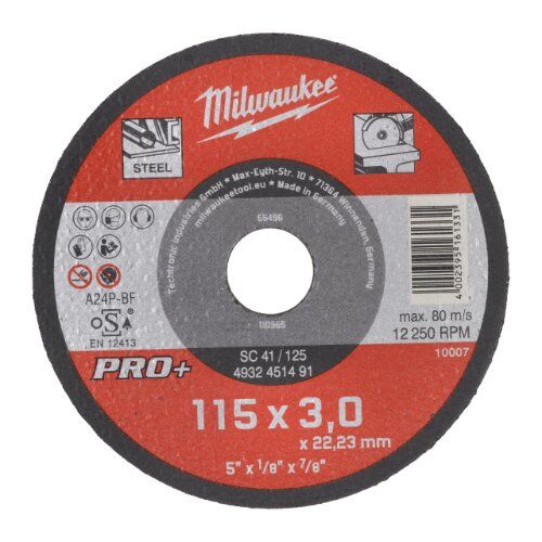  Metallschneiden Milwaukee Metalltrennscheibe 115 x 3 mm PRO+ 12440290