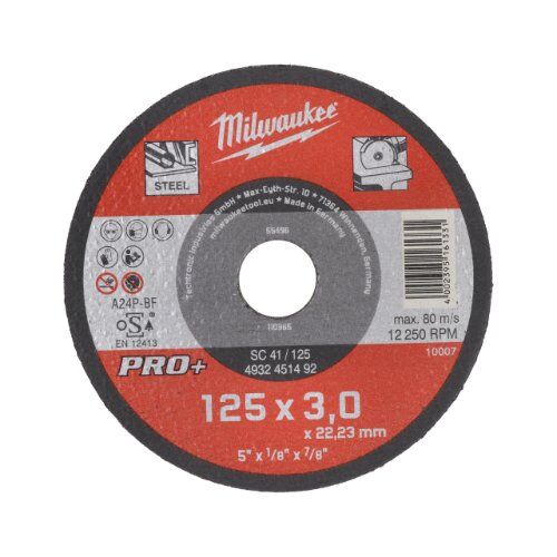  Metallschneiden Milwaukee Metalltrennscheibe 125 x 3 mm PRO+ 12440291
