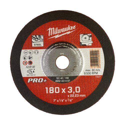  Metallschneiden Milwaukee Metalltrennscheibe 180 x 3 mm gekröpft PRO+ 12440293