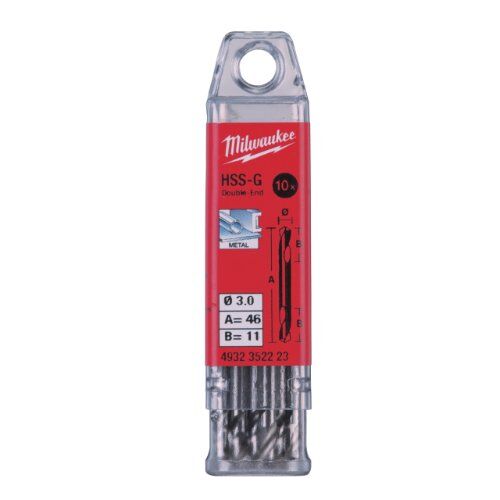  HSS-G Milwaukee Metallbohrer HSS-G Doppelend 3,0 x 46 mm, HSS-G Doppelend 12441254
