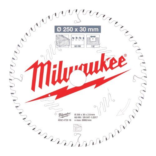  Kreissägeblätter für Kapp- und Gehrungssägen Milwaukee Kreissägeblatt 250/30 mm 60Z Holz 12442370