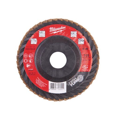  Fächerschleifscheiben CERATURBO Milwaukee Fächerschleifscheibe 115 mm CERA TURBO SL50 Keramik K40 12442657