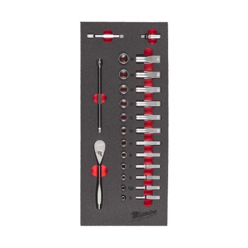  Schaumstoffeinsätze Milwaukee 1/4" Ratschen+Nüsse Einlage 28-tlg. 12443412