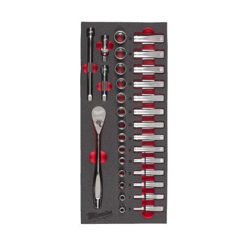  Schaumstoffeinsätze Milwaukee 3/8" Ratschen+Nüsse Einlage 32-tlg. 12443413
