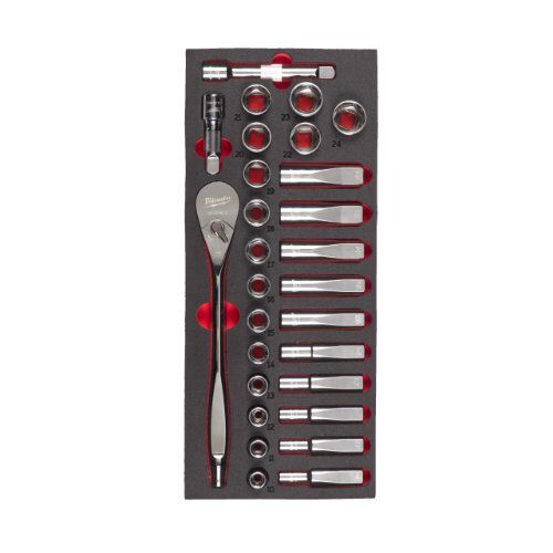  Schaumstoffeinsätze Milwaukee 1/2" Ratschen+Nüsse Einlage 28-tlg. 12443414