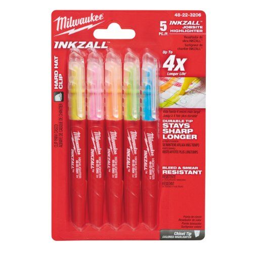  Messen und Markieren Markieren Milwaukee Leuchtmarker farbsortiert (gelb, pink, orange, grün, blau) INKZALL, 5 Stk. 12443914