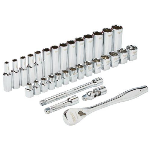  Ratschen- und Steckschlüssel-Sets Milwaukee 3/8" Ratschen- und Steckschlüsseleinsatz Set 32-tlg. metr. 12444100