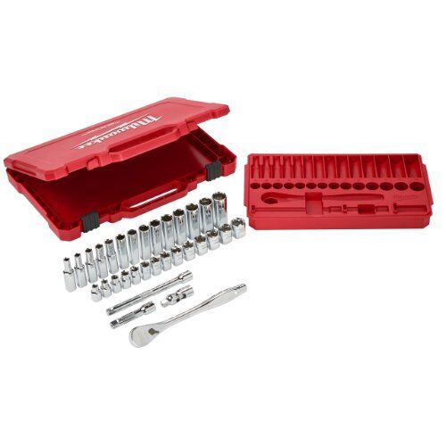  Ratschen- und Steckschlüssel-Sets Milwaukee 3/8" Ratschen- und Steckschlüsseleinsatz Set 32-tlg. metr. 12444100