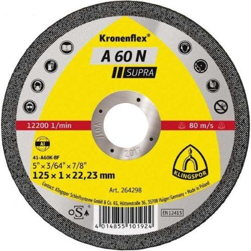 Klingspor A 60 N Trennscheibe A 60 N Trennscheiben 125 x 1 x 22,23 mm gerade 12460968