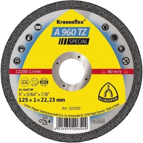  Klingspor A 960 TZ Trennscheibe A 960 TZ Trennscheiben 115 x 1 x 22,23 mm gerade 12461015