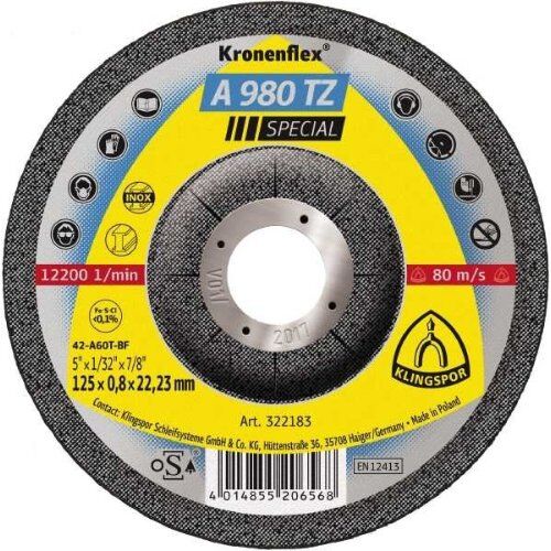  Klingspor A 980 TZ Trennscheibe A 980 TZ Trennscheiben 115 x 0,8 x 22,23 mm gekröpft 12461017