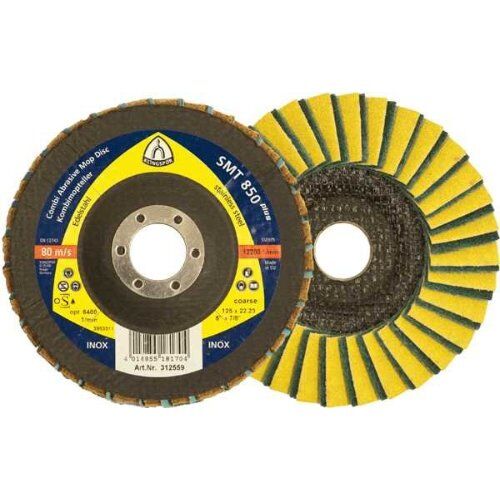  SMT 850 Schleifmopteller Klingspor SMT 850 Schleifmopteller Kombination 125 x 22,23 mm Korn 80 Medium gewölbt 12458065