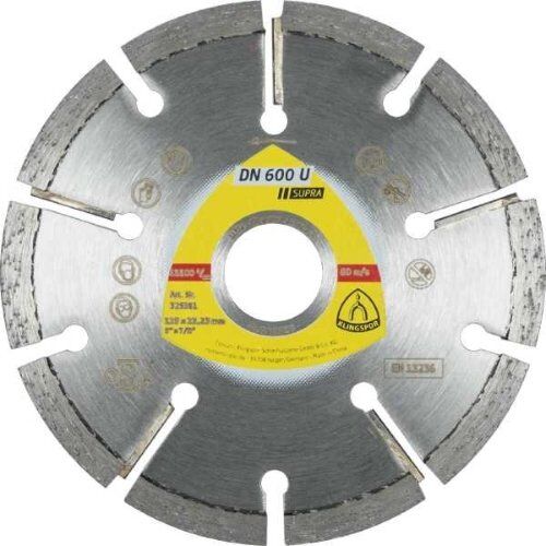  Klingspor Supra DN 600 U Diamanttrennscheiben DN 600 U Diamanttrennscheiben, 115 x 8 x 22,23 mm 9 Segmente 32 x 8 x 7 mm, Standardverzahnung 12460796