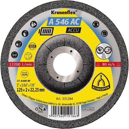  Klingspor A 546 AC Schruppscheibe A 546 AC Schruppscheiben, 125 x 2 x 22,23 mm gekröpft 12460959