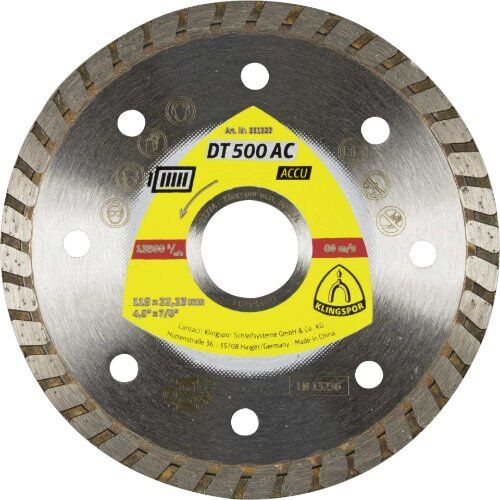  Klingspor weitere DT 500 AC Diamanttrennscheiben, 115 x 1,9 x 22,23 mm 1,9 x 7 mm, geschlossener Rand Turbo 12460866