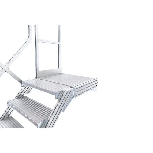 Stationäre Treppen, Überstiege und Podesttreppen Hymer Ortsfeste Treppe mit Plattform , Treppenneigung 60°, Stufenbreite 800 mm, 5 Stufen, Standhöhe 1,25 m 12379149