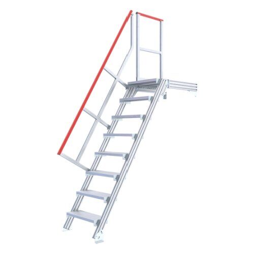  Stationäre Treppen, Überstiege und Podesttreppen Hymer Ortsfeste Treppe mit Plattform , Treppenneigung 60°, Stufenbreite 800 mm, 5 Stufen, Standhöhe 1,25 m 12379149