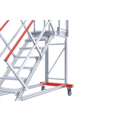  Stationäre Treppen, Überstiege und Podesttreppen Hymer Fahrbare Plattformtreppe, Treppenneigung 60°, Stufenbreite 600 mm, 11 Stufen, Standhöhe 3,25 m 12379174