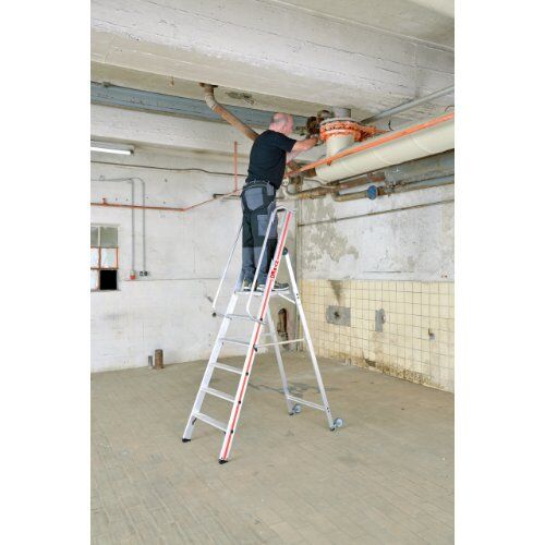  Stufen- und Plattformleitern Hymer Plattformleiter mit Kipprollen und langem Handlauf, 12 Stufen, Standhöhe 2,80 m 12378562