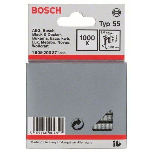  Schmalrückenklammern, Typ 55 Bosch Schmalrückenklammer Typ 55, für Druckluftnagler/Drucklufthefter 12375050
