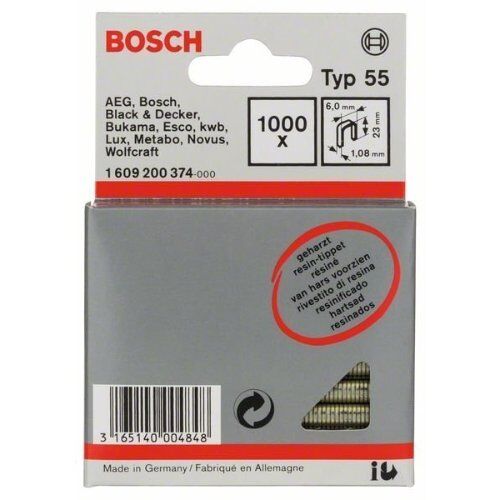  Schmalrückenklammern, harzbeschichtet, Typ 55 Bosch Schmalrückenklammer Typ 55 geharzt, für Druckluftnagler/Drucklufthefter 12375088