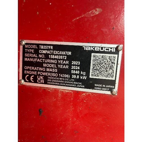  Mini-/Kompaktbagger Gebrauchtrer Takeuchi TB 257 FR V3 – Kompaktbagger mit Powertilt, Schnellwechsler & V4-Ausstattung 12467030