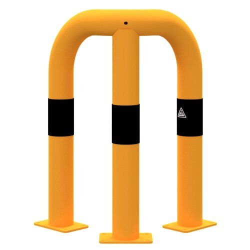  Sperrbügel Rammschutzbügel 90° gleichschenklig Stahlrohr Ø 76 mm gelb / schwarz Gesamtbreite: 350 mm Höhe Überflur: 650 mm 12467284