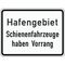  Zusatzzeichen Verkehrszeichen 1008-33 Hafengebiet Schienenfahrzeuge haben Vorrang 450x600 mm, Alu 2 mm, RA3 12358744