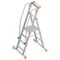  Layher Steigtechnik Leitern Plattformleiter TOPIC 4 Sprossen; Aluminiumleiter mit Plattform,Handläufen und breiten Stufen; einseitig begehbar; klappbar Länge 2.10 m 12405382