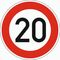  Vorschriftzeichen Verkehrszeichen 274-20 Zulässige Höchstgeschwindigkeit 20 km/h, Ø 750 mm, Alu 3 mm, RA3 12356990