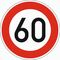  Vorschriftzeichen Verkehrszeichen 274-60 Zulässige Höchstgeschwindigkeit 60 km/h, Ø 750 mm, Alu 2 mm, RA2 12356983