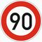  Vorschriftzeichen Verkehrszeichen 274-90 Zulässige Höchstgeschwindigkeit 90 km/h, Ø 600 mm, Alu 3 mm, RA3 12356839