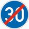  Vorschriftzeichen Verkehrszeichen 279 Ende d. vorgeschr. Mindestgeschwindigkeit, Ø 750mm, Alu 3mm, RA2 12356125
