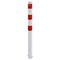  70x70mm Absperrpfosten 70 x 70 mm ortsfest zum Einbetonieren feuerverzinkt und weiß beschichtet mit drei rot reflektierenden Leuchtstreifen ohne Öse 12450525