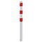  Ø89mm bis Ø273mm Absperrpfosten Stahlrohr Ø 89x2,9mm ortsfest zum Einbetonieren feuerverzinkt und weiß beschichtet mit drei rot reflektierenden Leuchtstreifen ohne Öse 12450572