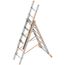  Layher Steigtechnik Leitern Allzweckleiter TOPIC 6 Sprossen, Aluminiumleiter 3-teilig 3x6 Sprossen, ausziehbar, beidseitig begehbar, klappbar, Länge 4.15 m 12405479