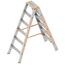  Leitern Layher Stufenstehleiter TOPIC 6 Stufen; Aluminiumleiter 2x6 Stufen 80 mm breit, beidseitig begehbar, klappbar, Länge 1.50 m 12405407
