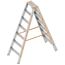  Leitern Layher Stufenstehleiter TOPIC 7 Stufen; Aluminiumleiter 2x7 Stufen 80 mm breit, beidseitig begehbar, klappbar, Länge 1.75 m 12405424