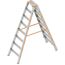 Leitern Layher Stufenstehleiter TOPIC 8 Stufen; Aluminiumleiter 2x8 Stufen 80 mm breit, beidseitig begehbar, klappbar, Länge 2.00 m 12405444