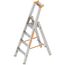  Layher Steigtechnik Leitern Layher Stufenstehleiter einseitig begehbar TOPIC mit 4 breiten Stufen; Aluminiumleiter klappbar mit Podest, Länge 1.70 m 12405434
